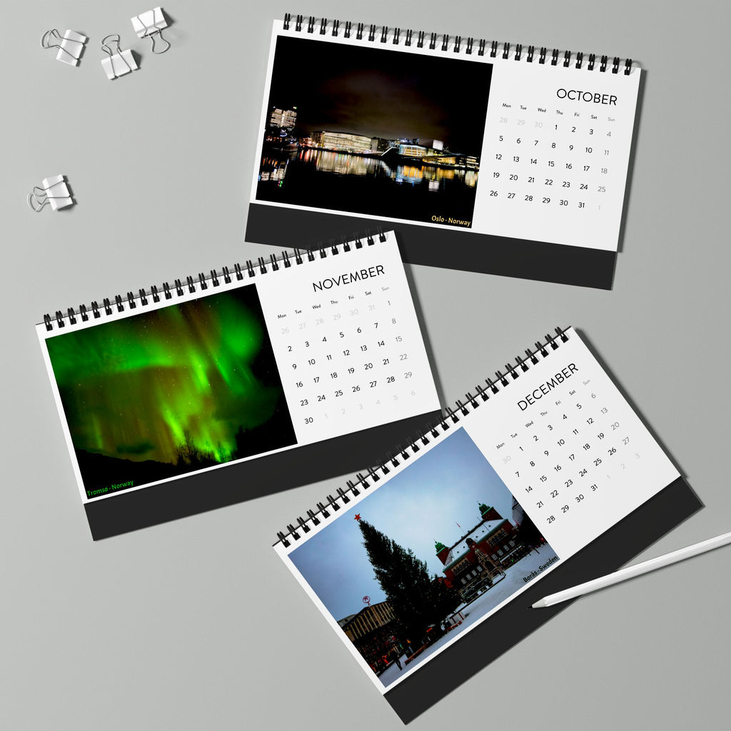 Travel Inspiration Desk Calendar  (2026 grid)