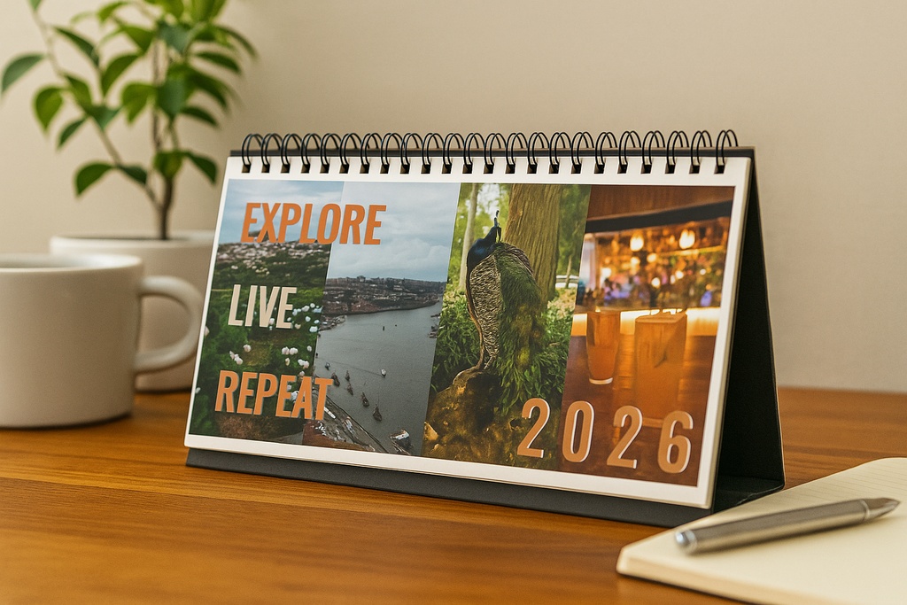 Travel Inspiration Desk Calendar  (2026 grid)