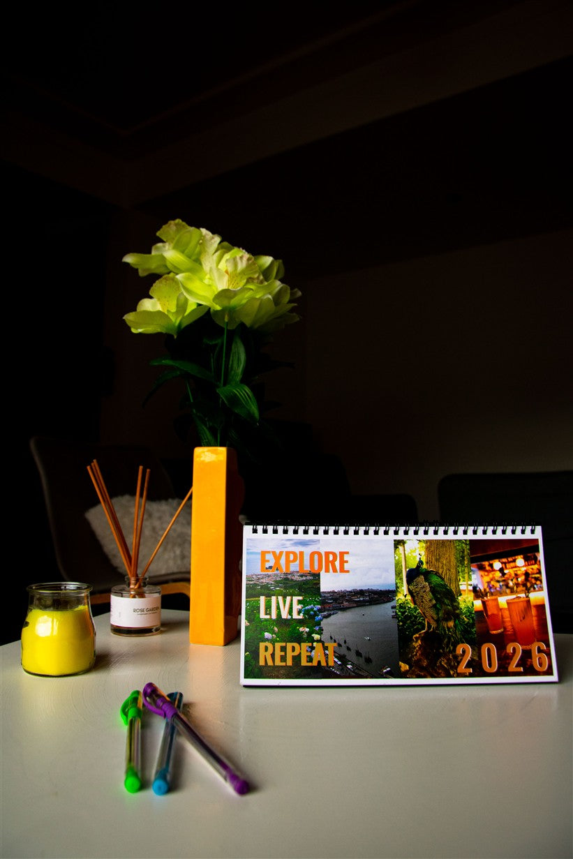 Travel Inspiration Desk Calendar  (2026 grid)