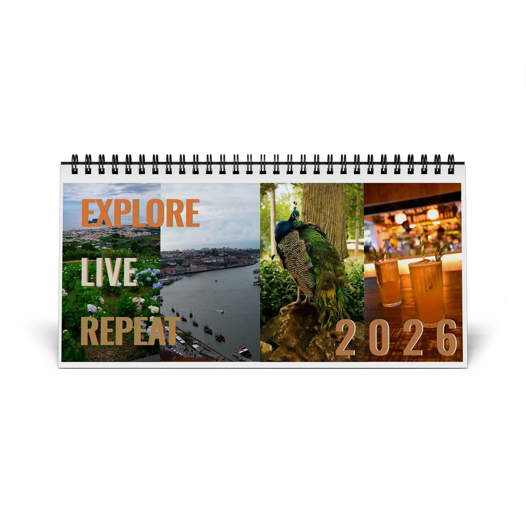 Travel Inspiration Desk Calendar  (2026 grid)