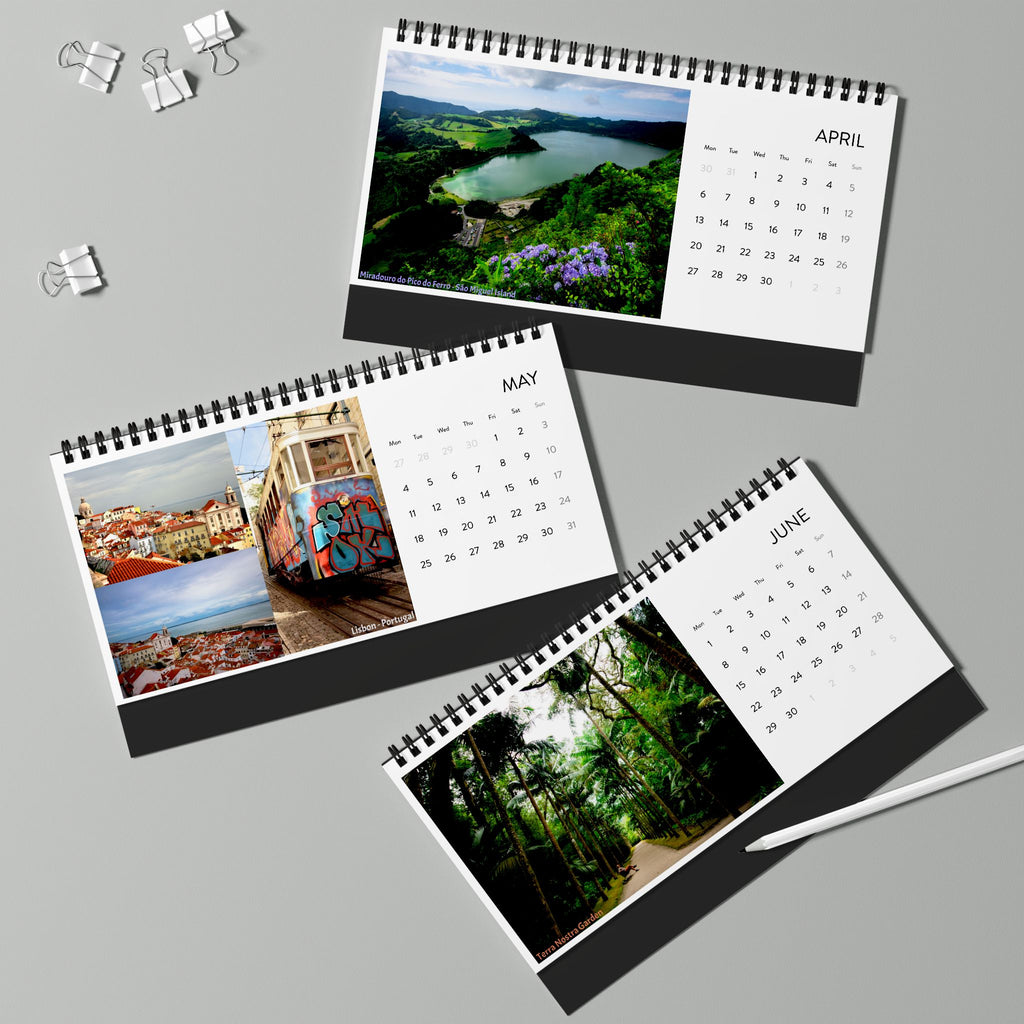 Travel Inspiration Desk Calendar  (2026 grid)